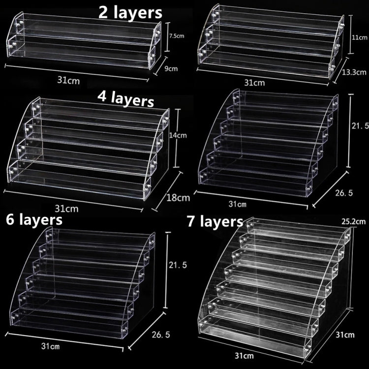 Transparent acrylic nail polish rack size chart for 2,4,6,7 layers