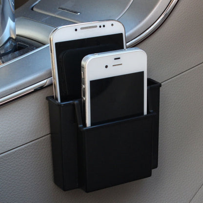 Black mobile phone card holder stand box holding two phones