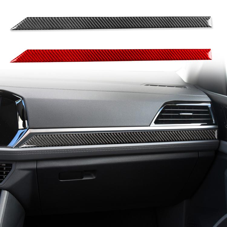 Black and red carbon-fiber style dashboard trim sticker accents.