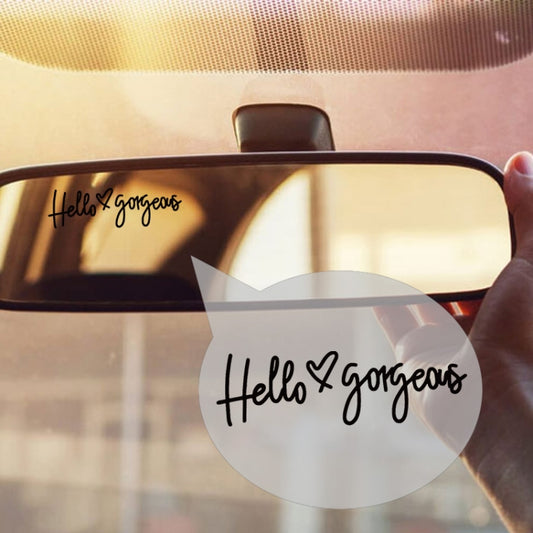 Hello gorgeous Car Stickers Inverted Rear Mirror Glass Sticker, Hello gorgeous