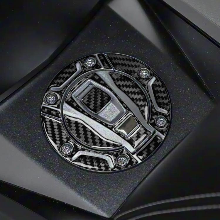 Carbon-fiber style fuel tank cap sticker set, black trim, for BMW motorcycle cap