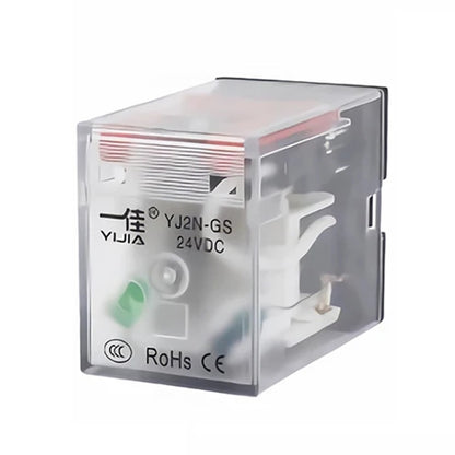 YIJIA YJ2N-GS 8-pin 2-way electromagnetic relay, transparent cover with printed specs
