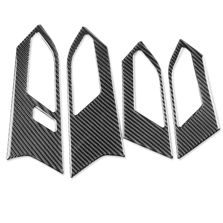 Set of 4 carbon-fiber look door handle trim stickers, black, left-hand drive.