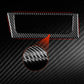 Black carbon fiber AC control bezel trim sticker with texture close-up