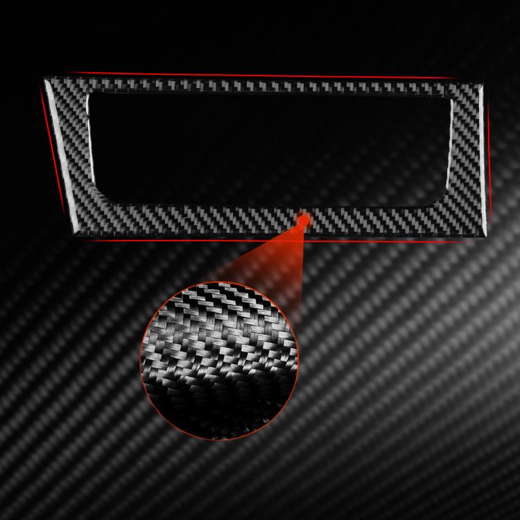 Black carbon fiber AC control bezel trim sticker with texture close-up