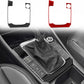 Carbon-fiber style gear panel stickers (black and red) with shifter cutouts