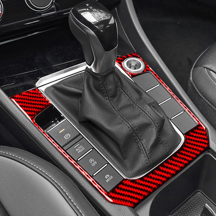 Red carbon-fiber style gear panel sticker framing the shifter area