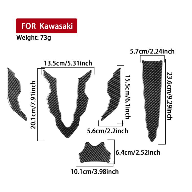 Fuel tank cap sticker set size diagram for black carbon-fiber decals