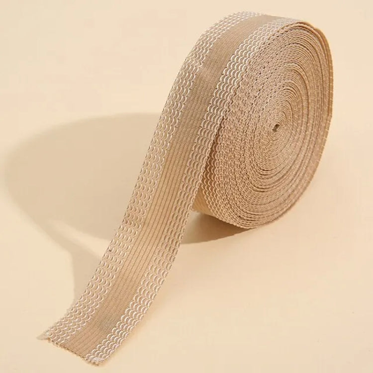 Iron-on pant leg tape stickers, beige woven stripe roll with attached strip