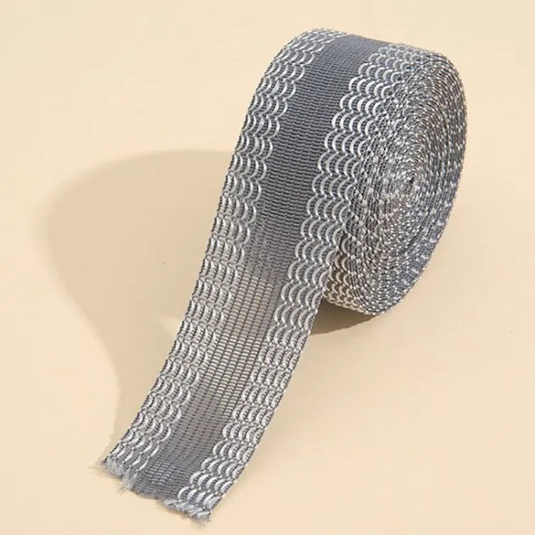 Iron-on pant leg tape stickers, light gray roll with dotted lattice stripe pattern