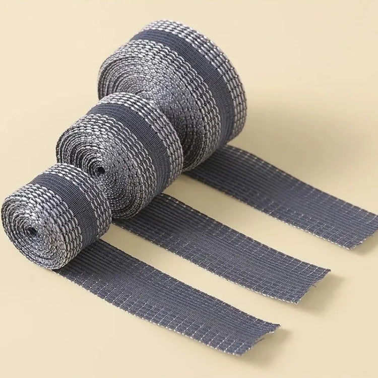 Iron-on pant leg tape stickers, dark gray woven stripe rolls with two long strips