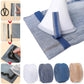 Iron-on pant leg tape rolls in white, light gray, blue, and beige