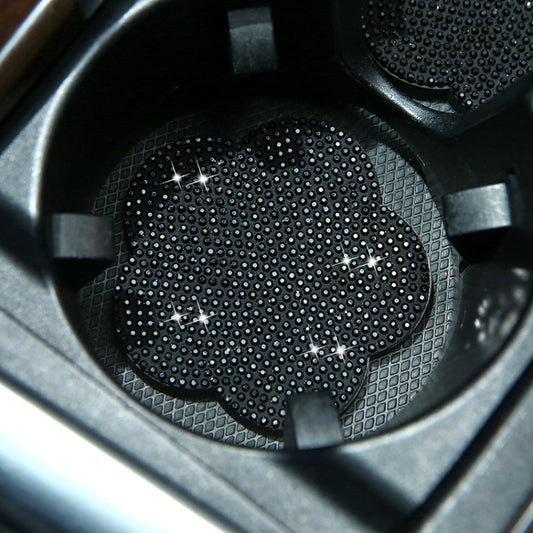 Car-mounted Diamond-filled Plum Blossom Decorated PVC Water Coaster