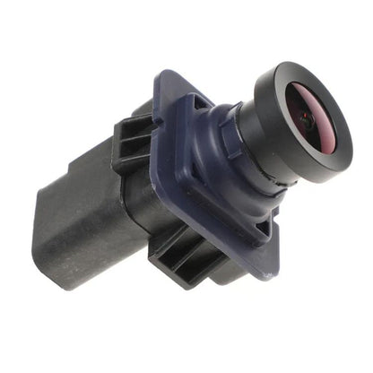 Reversing assist camera module with black lens and mounting housing