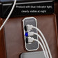 USB car charger with blue indicator light and three plugged USB cables