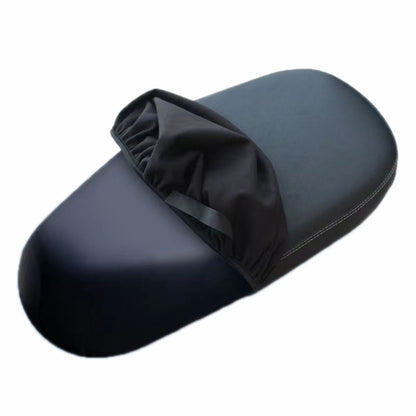 Electric vehicle seat cushion, dark navy and black, oval padded cover with drawstring