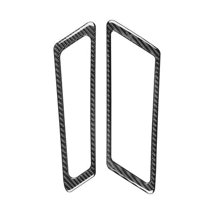 Black carbon-fiber air vent trim stickers, two-piece set for hood