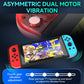 RGB handheld Joy-Con style controllers, red left and blue right with front screen