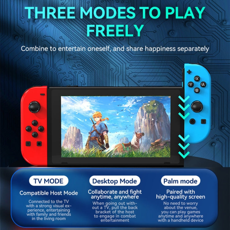 RGB Joy-Con set with red left and blue right handles and center display screen
