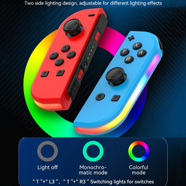 RGB gaming left and right Joy-Con handles in red and blue with thumbsticks