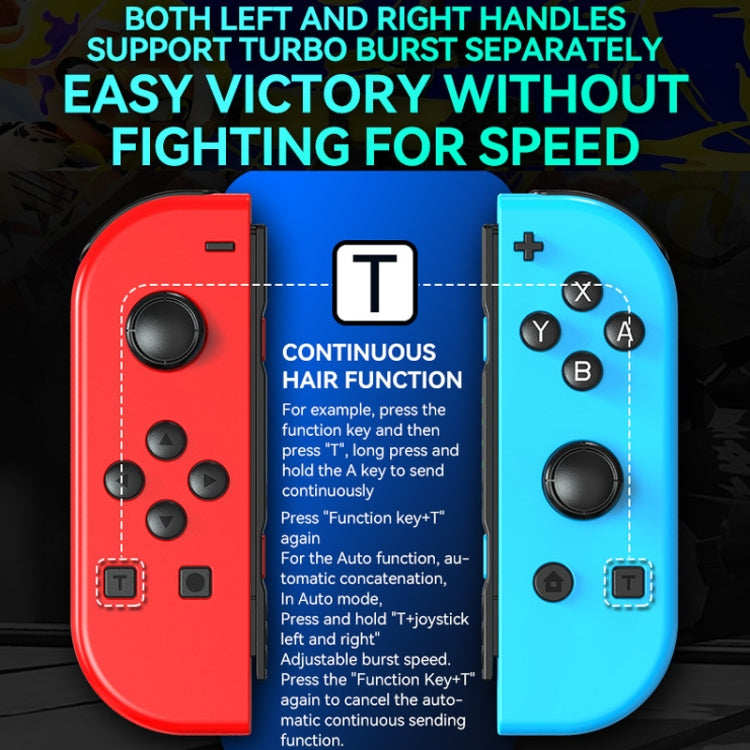 RGB Joy-Con left and right handles in red and blue with dual thumbstick caps