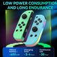 RGB Joy-Con handles in mint green and light blue with neon edge lighting