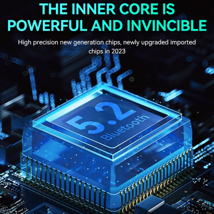 Bluetooth gamepad chip on a blue circuit board under a clear protective block