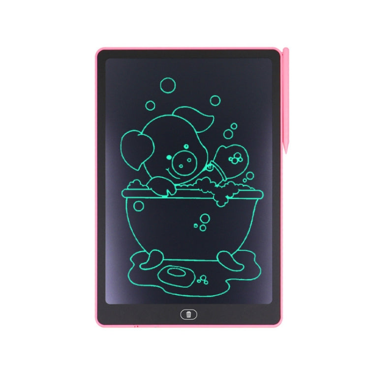 Pink 16-inch kids LCD writing board with neon-outlined cartoon on dark screen