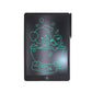 Black 16-inch kids LCD writing board with teal-outlined cartoon on dark screen