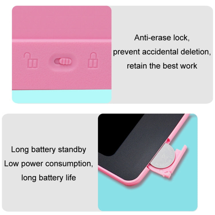 Pink kids LCD writing board with anti-erase lock to prevent accidental deletion