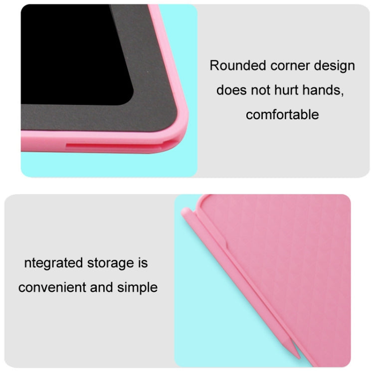 Rounded corner kids LCD writing board with integrated stylus storage