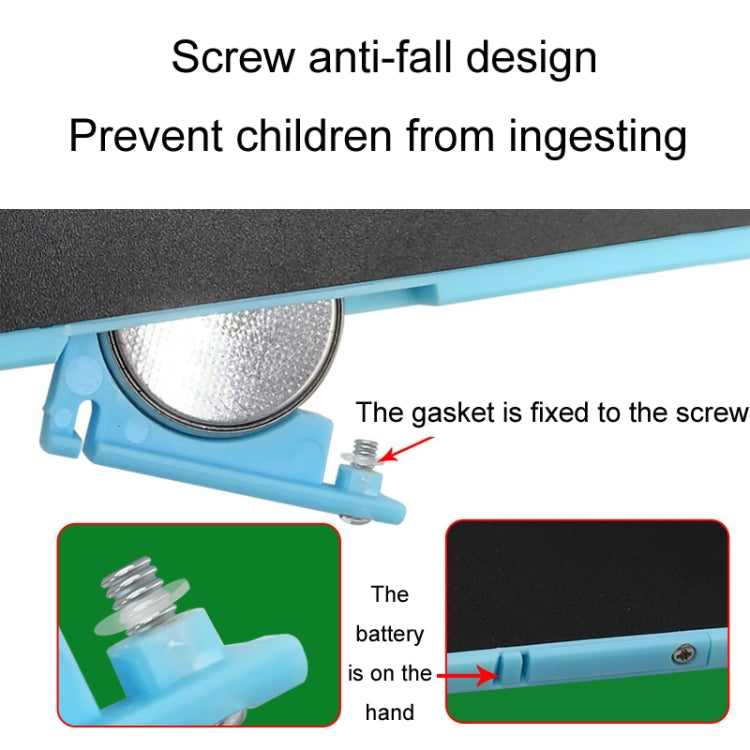 Kids LCD writing board with anti-fall screw design and secured battery compartment
