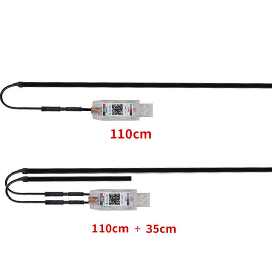 Car fiber optic ambient light kit with lengths labeled 110cm and 110cm+35cm
