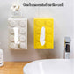 Yellow building-block tissue box wall-mounted with tissue opening and round studs