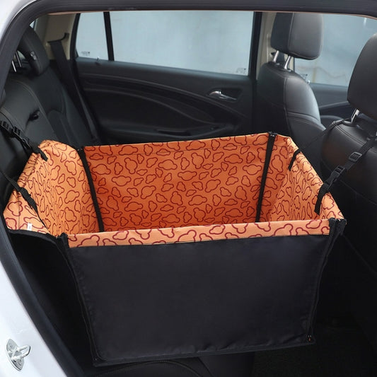 Car seat pet protective pad, orange cloud pattern with black waterproof base