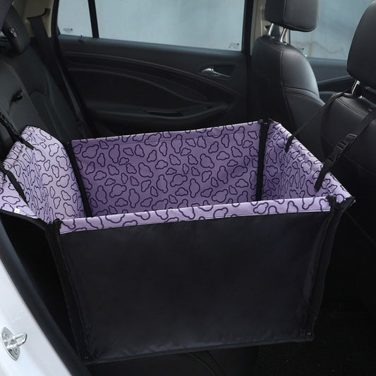 Car seat pet protective pad, purple cloud pattern with black waterproof surround