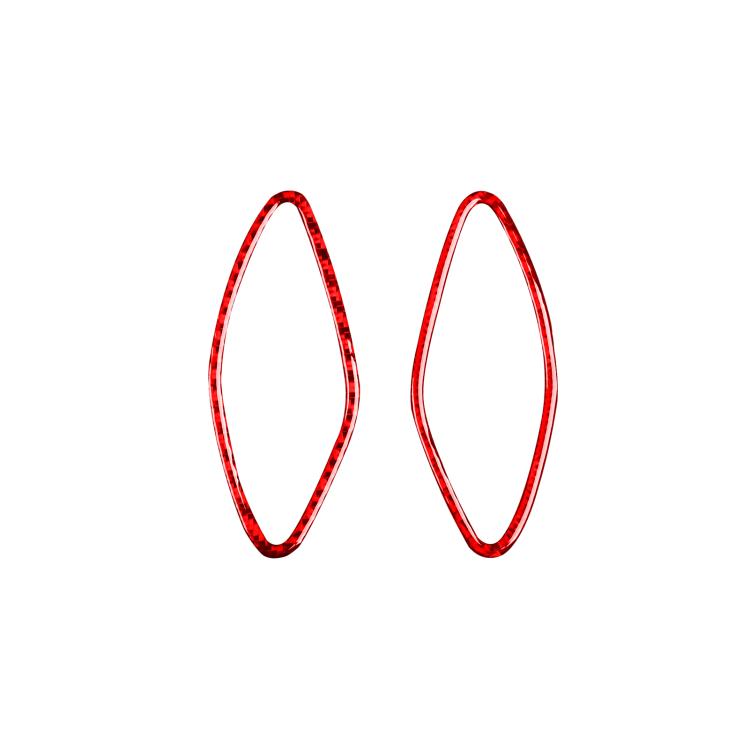 Pair of oval speaker sticker trim with red border, left-hand drive