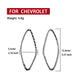 Oval speaker sticker trim pair with black border; size diagram for dashboard