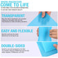 Transparent blue silicone 3D drawing template mat held in hand, showing grid and arcs