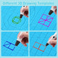 Blue silicone 3D drawing template mat with pen-made shapes on the grooved surface