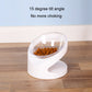 White 15-degree tilted pet food bowl with clear inner dish