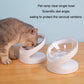 Clear single-bowl inclined stand for pets on a white base