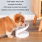 White raised inclined pet food bowl with clear inner dish and side opening