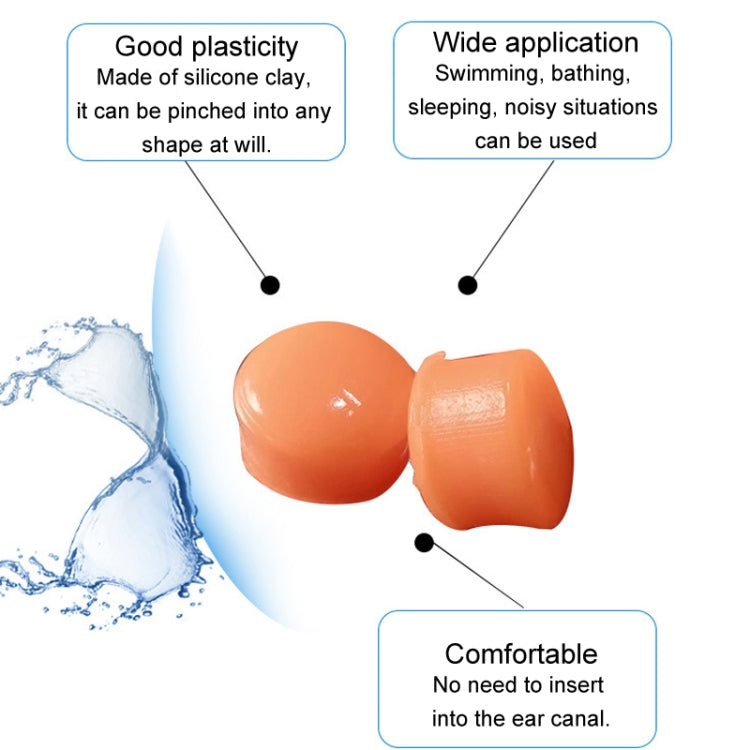 Orange silicone children earplugs pair with blue earplug, molded soft tips