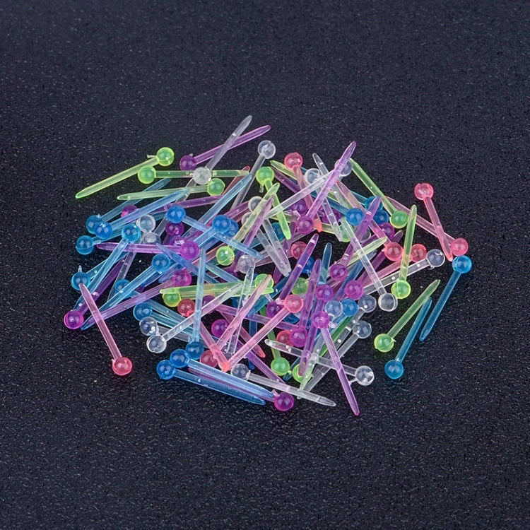 Plastic ear stud insertion sticks set, multicolor heads on clear long pins