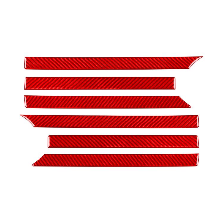 Red carbon-fiber grille decorative sticker set, 6 slat strips with angled edges