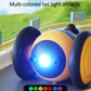 Yellow and black motorized cat toy with bright blue tail light