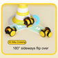 Yellow and black motorized cat toy upside-down flipping motion with arrow graphics
