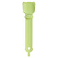 Cat feeding spoon with squeeze applicator, green handle and hinged scoop head.