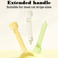 Cat feeding spoon with extended handle in cream, yellow, and green versions.